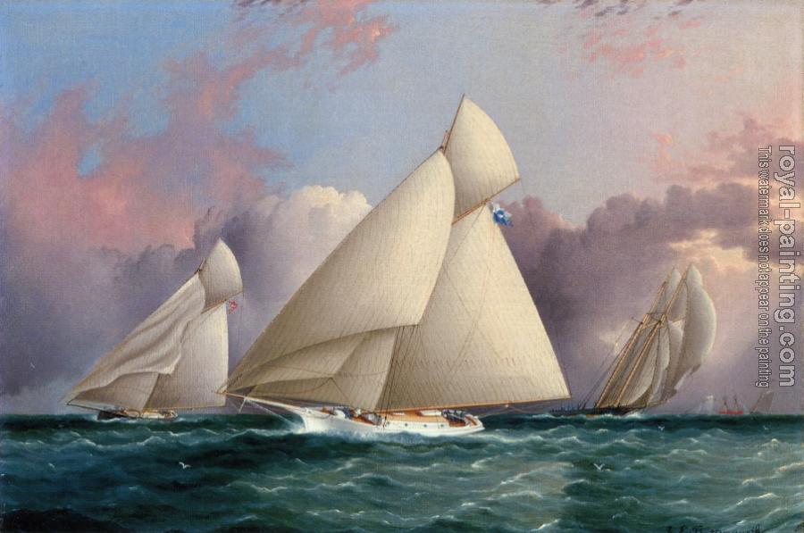 James E Buttersworth : Yacht Sappho Beating to the Wind